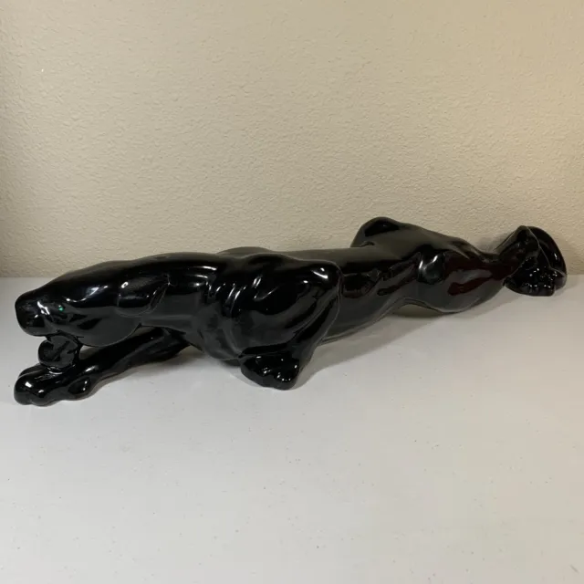 Vintage Black Panther Ceramic Stalking Figure Statue 24" Inches MCM