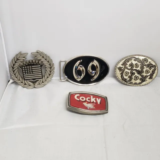 Lot Of 4 Belt Buckles Cadillac Cocky 69 Western