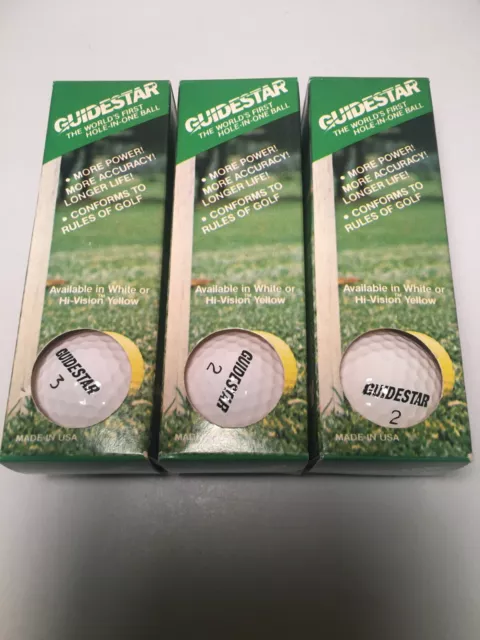 9 (3 Boxes of 3 each) Guidestar White Golf Balls UNUSED In Box