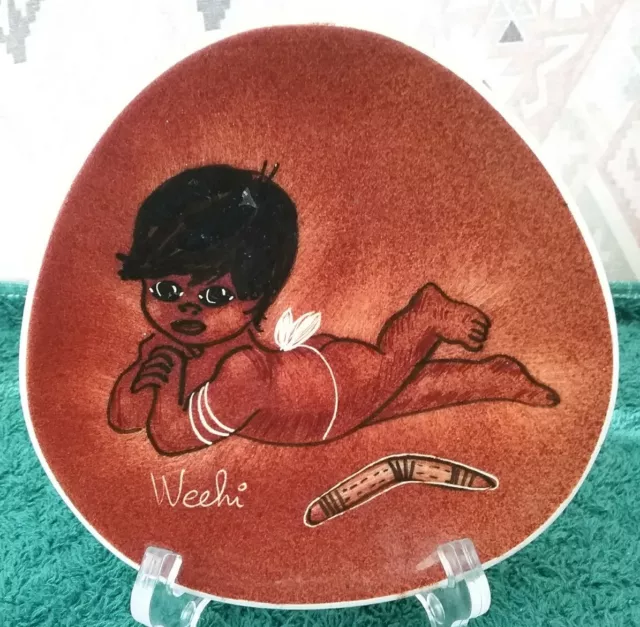 Stunning Australian Pottery Studio Anna Plate Aboriginal Boy #13