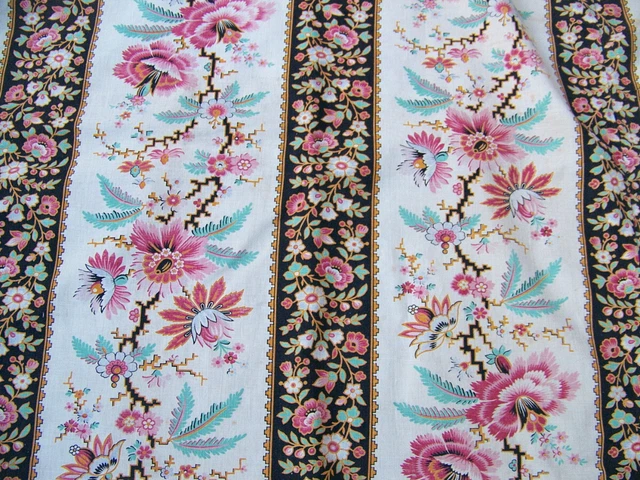Coupon Tissu Vintage Ethnique Noir - Indonésie - 3 Mètres X 91 Cm - Occasion
