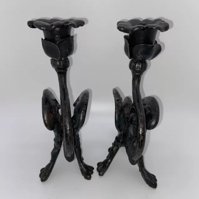 Antique Gothic Cast Iron Candle stand Gryphon Griffin Dragon Gargoyle 2