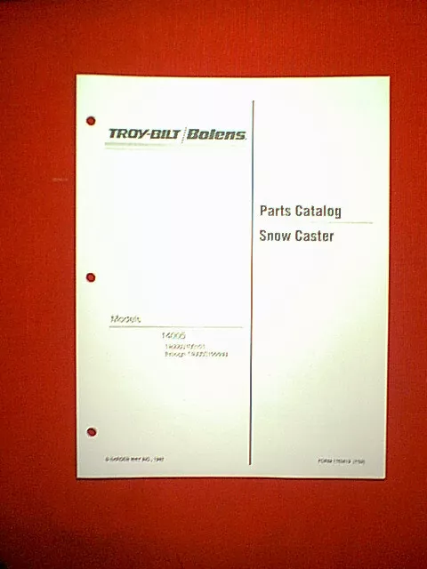 Troy Bilt Bolens Tractor Snowthrower Attachment Model 14005 Parts Manual