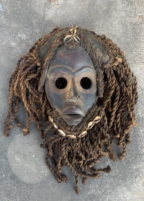 Dan Mask with Cowries and Rope Beard African mask great size OFFERS #1