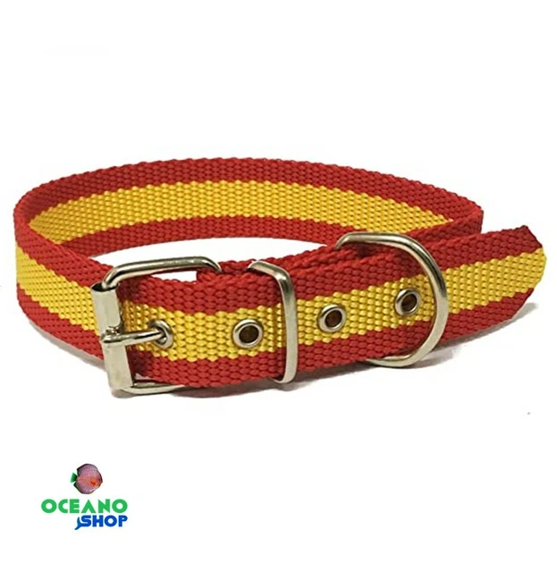 COLLAR PERRO BANDERA ESPAÑA 34CM ANCHO 2,5cm AJUSTABLE CUELLO L2135