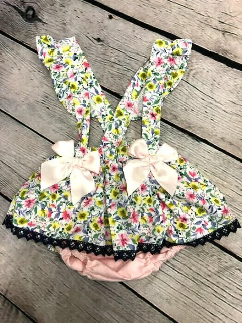 Bambine spagnole bambina stile rom 2 pezzi abito fiori fiocchi rosa frondati 2