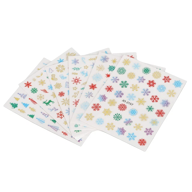 6 Sheet Nail Art Christmas Sticker 3D Waterproof Self Adhesive Snowfla Esp