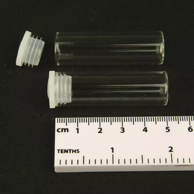 50 x 16mm Flat Bottom Clear Glass vial tube bottle X 10 Push cap specimen 7ml