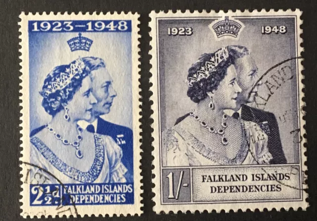 Falkland Island Dependencies KG VI "Victory" 1946 VFU Full Set x2 Stamps LH