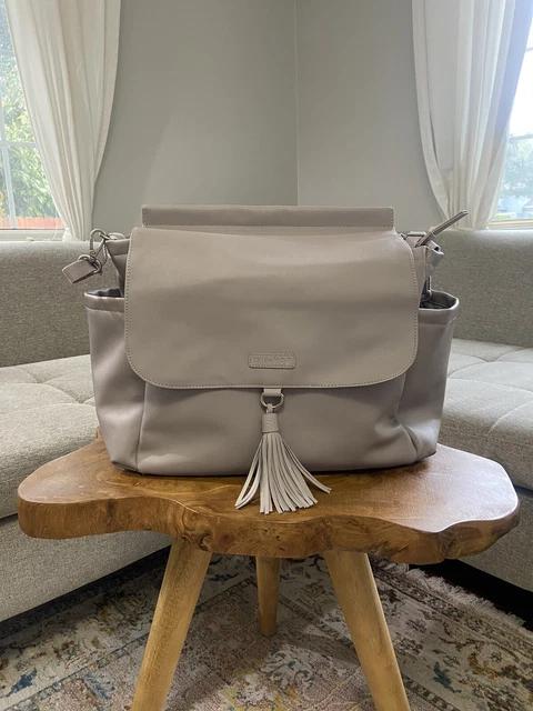 Skip Hop Diaper Bag Grayish Beige Fold Over Backpack Straps 
