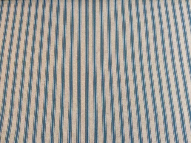 Linen Ticking Stripe Teal Blue 140cm/54" wide Curtain/Craft Fabric