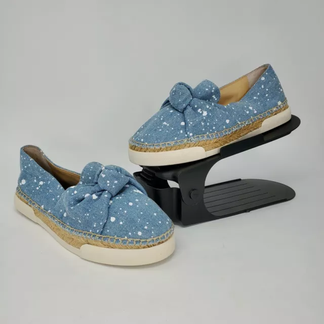 New Vince Camuto Tratida Canvas Espadrille Flats Denim Paint Splatter Size 7