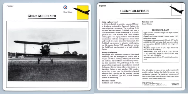 Gloster Goldfinch - Fighter - Warplanes Collectors Club Card