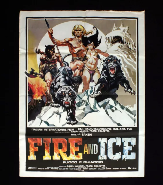 FIRE AND ICE manifesto poster affiche Ralph Bakshi Frank Frazetta Cartoon C32