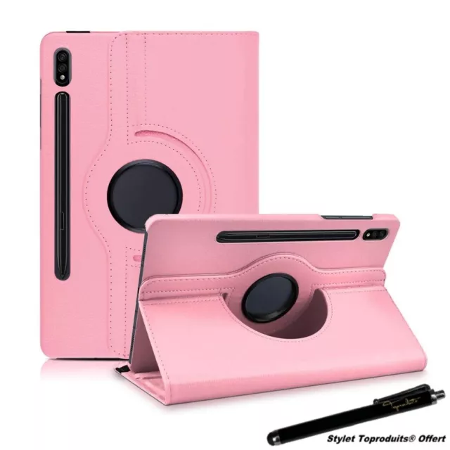 Housse Etui Rose pour Samsung Galaxy Tab S7 11" 2020 SM-T870 Support Rotatif