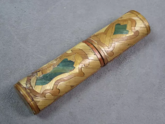 BEL ETUI A BILLET DOUX, ancien en marquèterie de paille. 3.