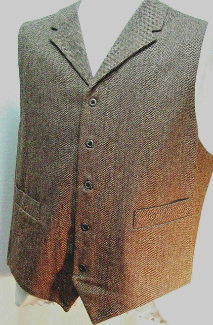 Mens Vest Old West Frontier Vintage Victorian style wool blend with pockets S-3X