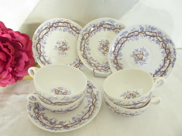 Service tasse à café en porcelaine Sarreguemines modèle épines
