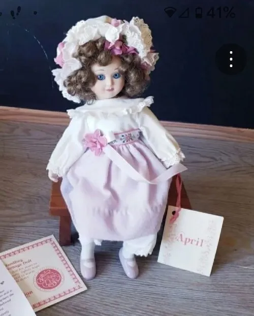 Heritage Dolls Hamilton Collection April 9" Porcelain Doll NIB