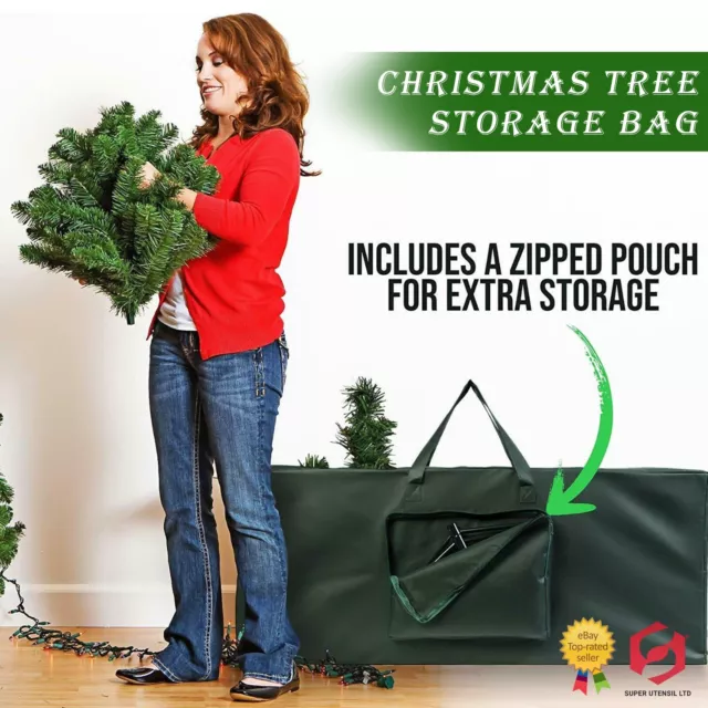 Large Heavy Duty XMAS CHRISTMAS TREE STORAGE BAG Zip Home Sack Holder Green