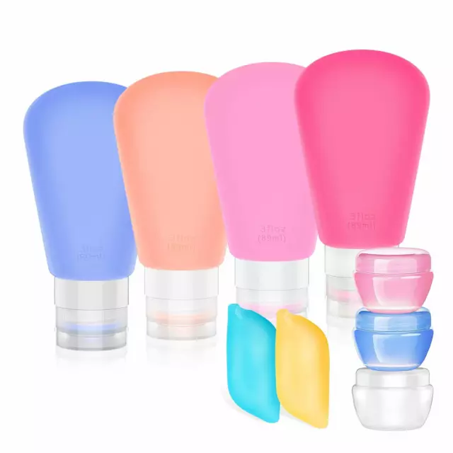 4-piece travel silicone bottle, 3 ounces leak-proof travel accessories toiletrie