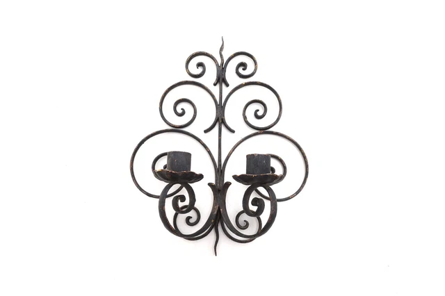 Portavelas de forja vintage para la pared forge wall candle holder 3