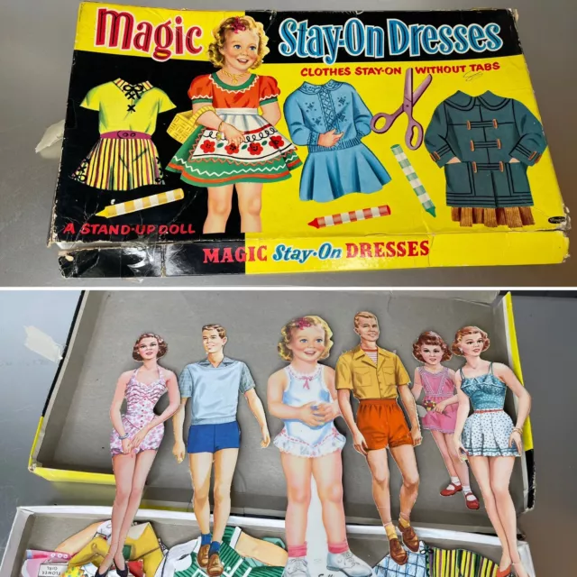 Vintage Whitman Magic Stay on Dresses Paper Dolls Clothes USA +Extras