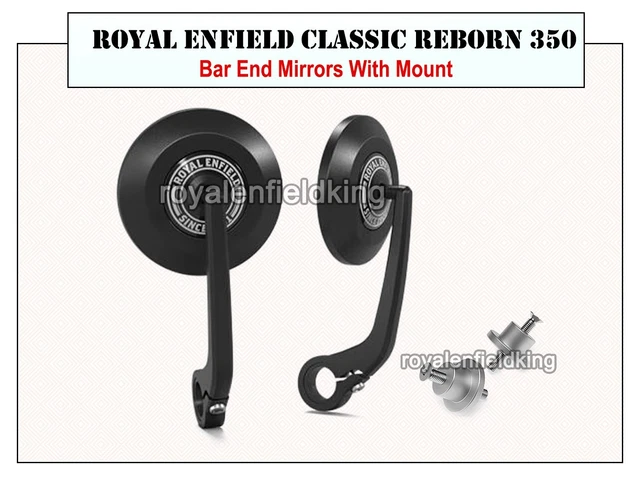 Pair Bar End Rear View Mirrors For Royal Enfield Classic 350 Reborn (2022-2025) - Black