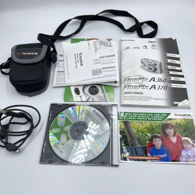 Bolsa para cámara Fujifilm Finepix A360 A370, manual, software CD versión 4.3b y cable