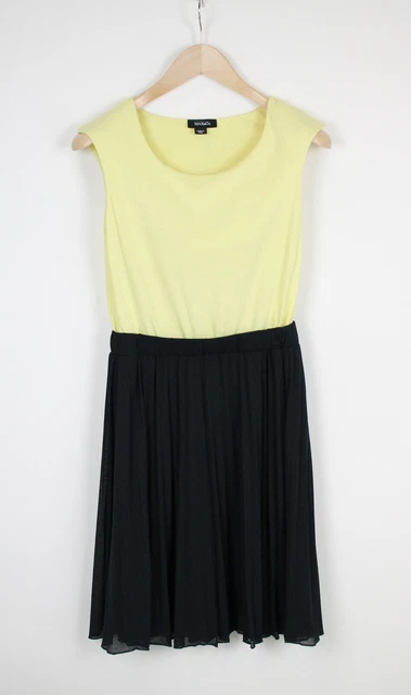 MAX & Co. Donna Piccolo senza Maniche Giallo Tricot Pleaded Abito