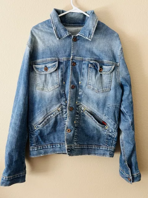 AG Adriano Goldschmied Womens Denim Jacket The Habit SZ XL Blue Jean