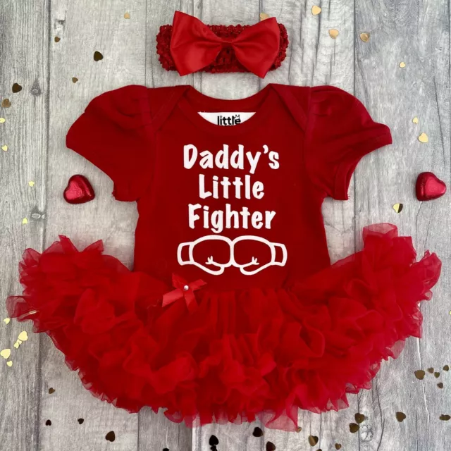 BABY GIRL DADDY BOXING TUTU ROMPER, Glitter Design, Little Fighter, Newborn Gift