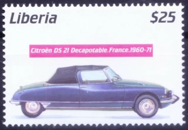 Liberia 2001 MNH, Citrogen DS 21 Decapotable France Automobile Car