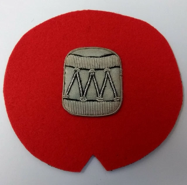 GENUINE BRITISH MILITARY Braided Drummer Drum Major Badge on Scarlet