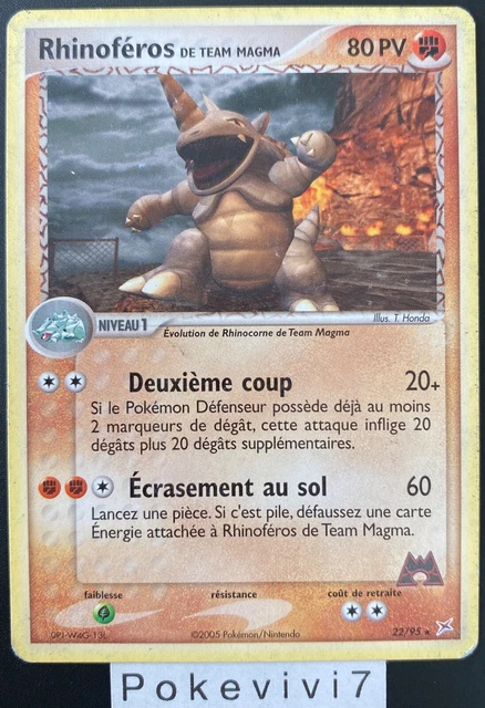 Carte Pokemon RHINOFEROS 22/95 Rare Bloc EX Team Aqua VS Team Magma FR OCCASION