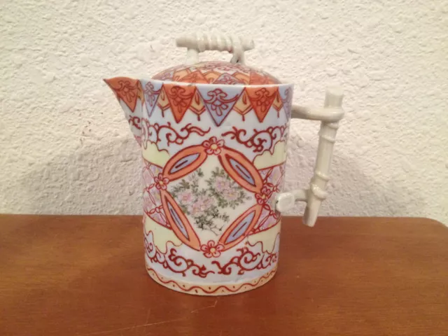 Vtg Antique Japonais Porcelaine Théière Floral Dec W Marque Possiblement Tashiro