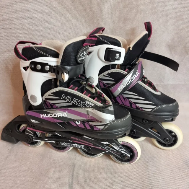 HUDORA Children's Roller MIA Inline Skates, Black/Pink, L(33-36) 1-3.5 UK