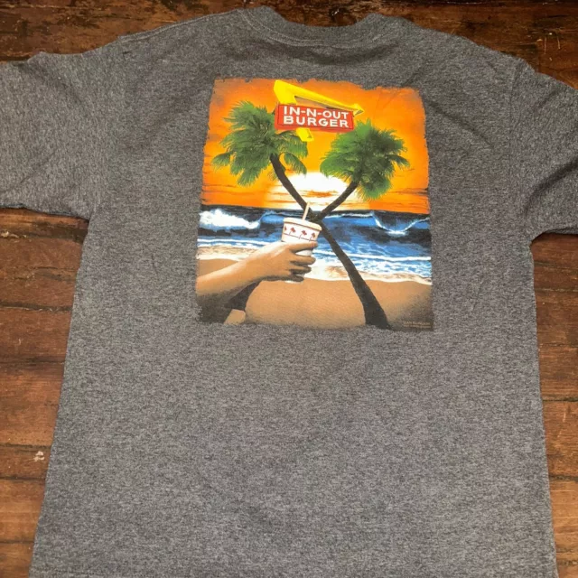 Youth Medium 8-10 In-N-Out T-Shirt Gray Crossed Palms Food Double Double Burgers