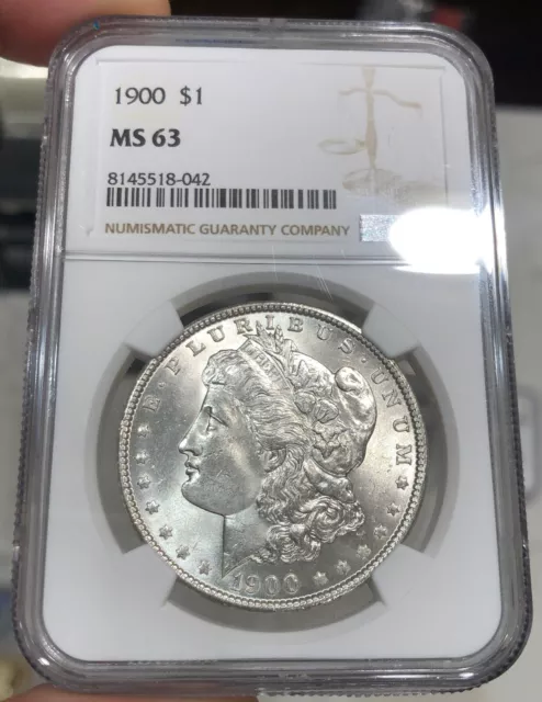 1900 Morgan Dollar graded MS63 by NGC Mostly White Common Date PQ+ Flashy