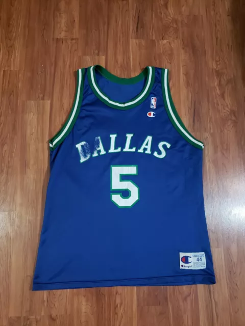 Vintage 90s Champion Dallas Mavericks NBA Jason Kidd Jersey #5 Size 44 made USA