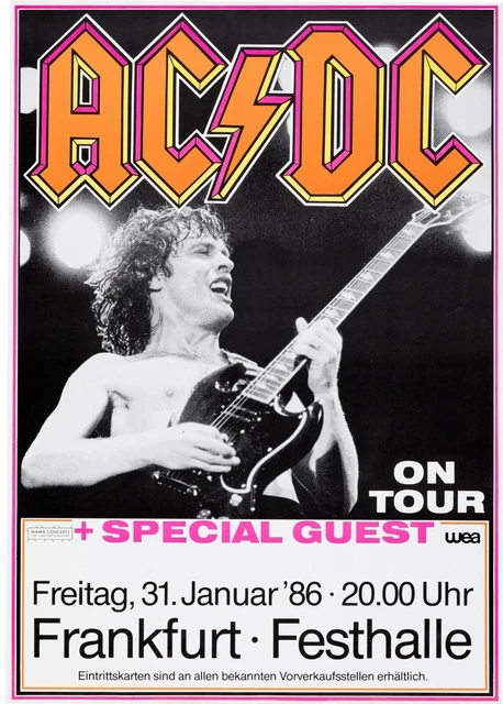 AC/DC FRANKFURT GERMANY 1986 Concert Poster A4-A3-A2 Sizes £10.80 ...
