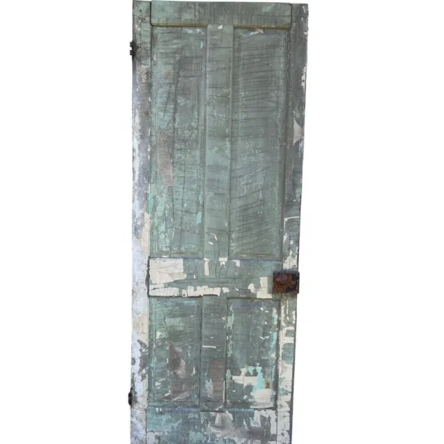 Antique 4 Panel Solid Wood Door Architectural Salvage 79.5"h x 29 3/4"w Green