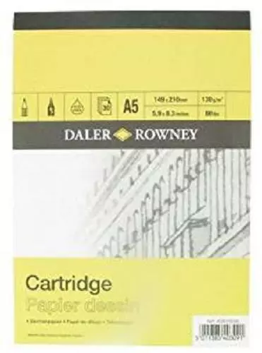 DALER ROWNEY Sketch Pad - Smooth Cartridge Paper Pad - 130 gsm - A5