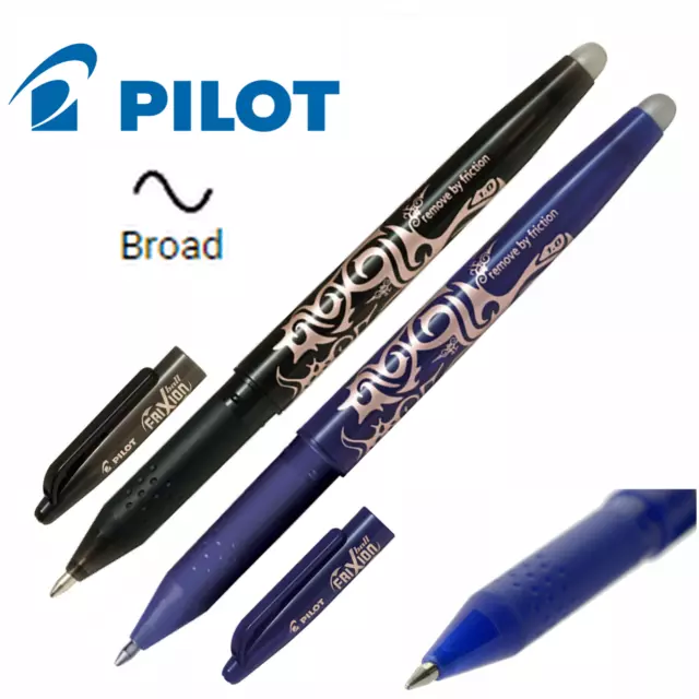 Pilot FriXion Rollerball Pen Erasable Gel Ink Broad 1.0mm Tip Black or Blue