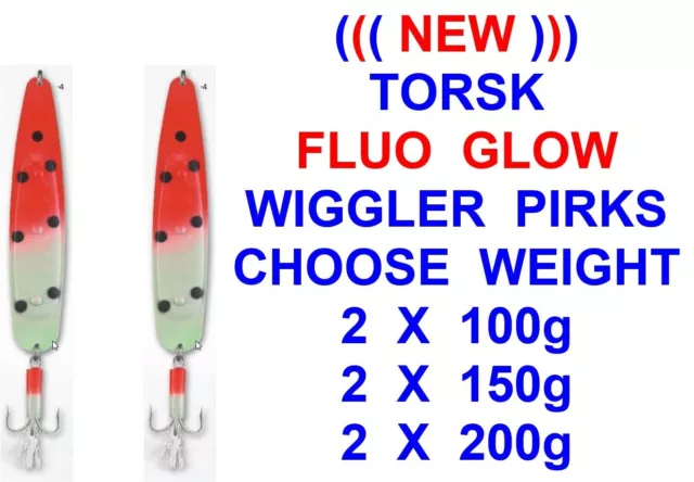 2 NORWEGIAN FLUO Glow Torsk Wiggler Pirks Sea Fishing Norway Boat Rod Cod  Lures £16.95 - PicClick UK