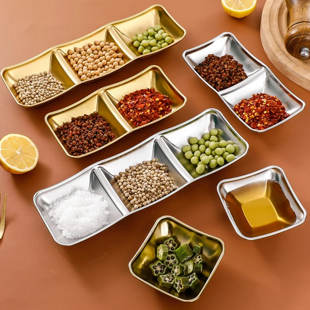 STACKABLE APPETIZER PLATES Barbecue Sauce Server Stainless Steel Seasoning Dish 13.59 PicClick AU