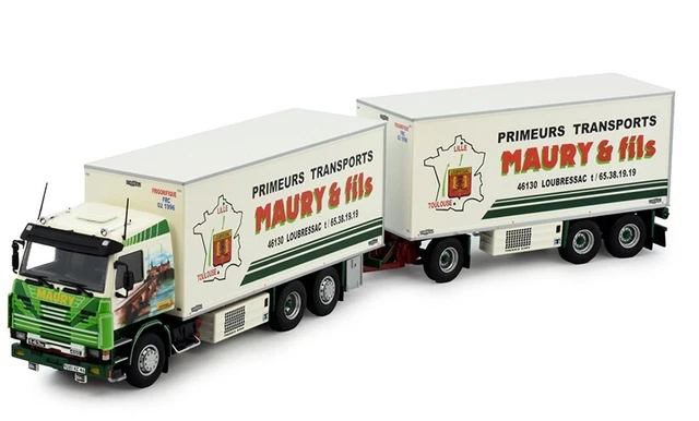 Miniature HERPA 1/87 - Camion SCANIA 143 4x2 Avec Remorque HE PAYNE - Vert
