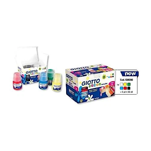 Confezione 6 colori a tempera lavabile 25 ml DECOR ACRYLIC Giotto Fila