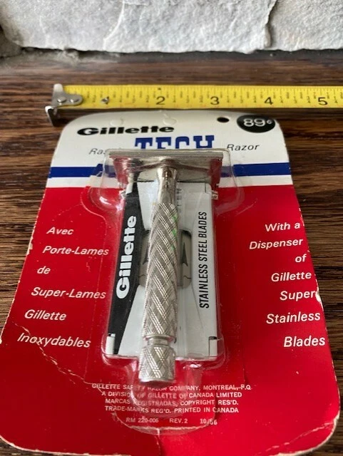 New Old Stock- 1966 Gillette Tech Razor-Gillette Super Stainless Blades-
