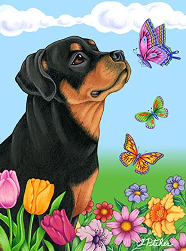 Butterfly House Flag - Rottweiler 98002
